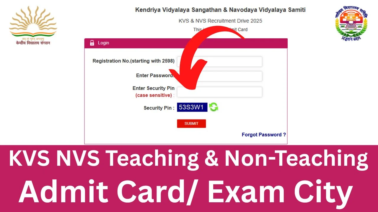 KVS NVS Exam City 2026