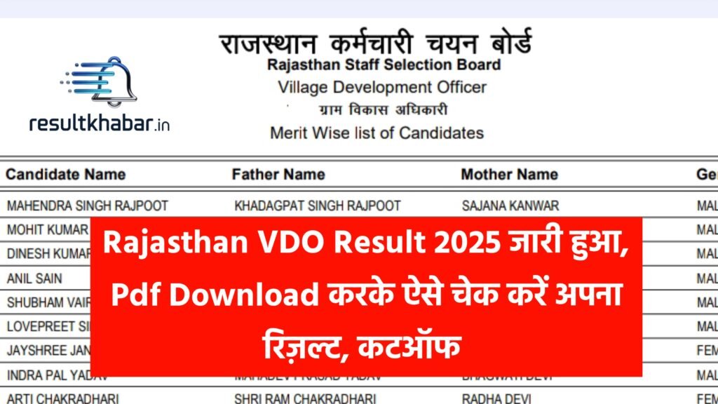 Rajasthan VDO Result 2025 