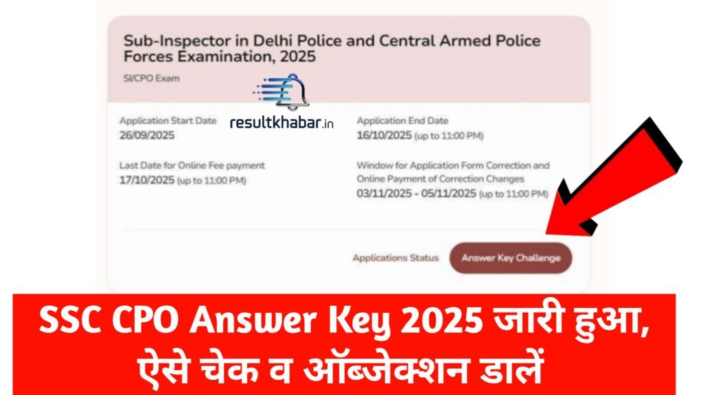 SSC CPO Answer Key 2025