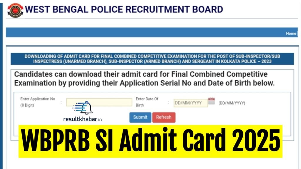 WBPRB SI Admit Card 2025