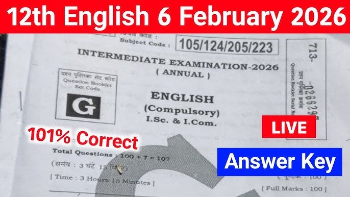 6 February Bihar Board 12th English Answer Key 2026