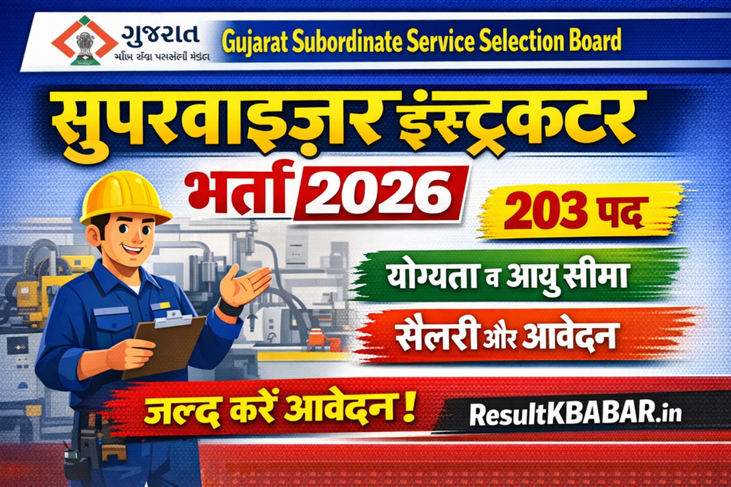 Gujarat Subordinate Service Selection Board Supervisor Instructor Recruitment 2026
