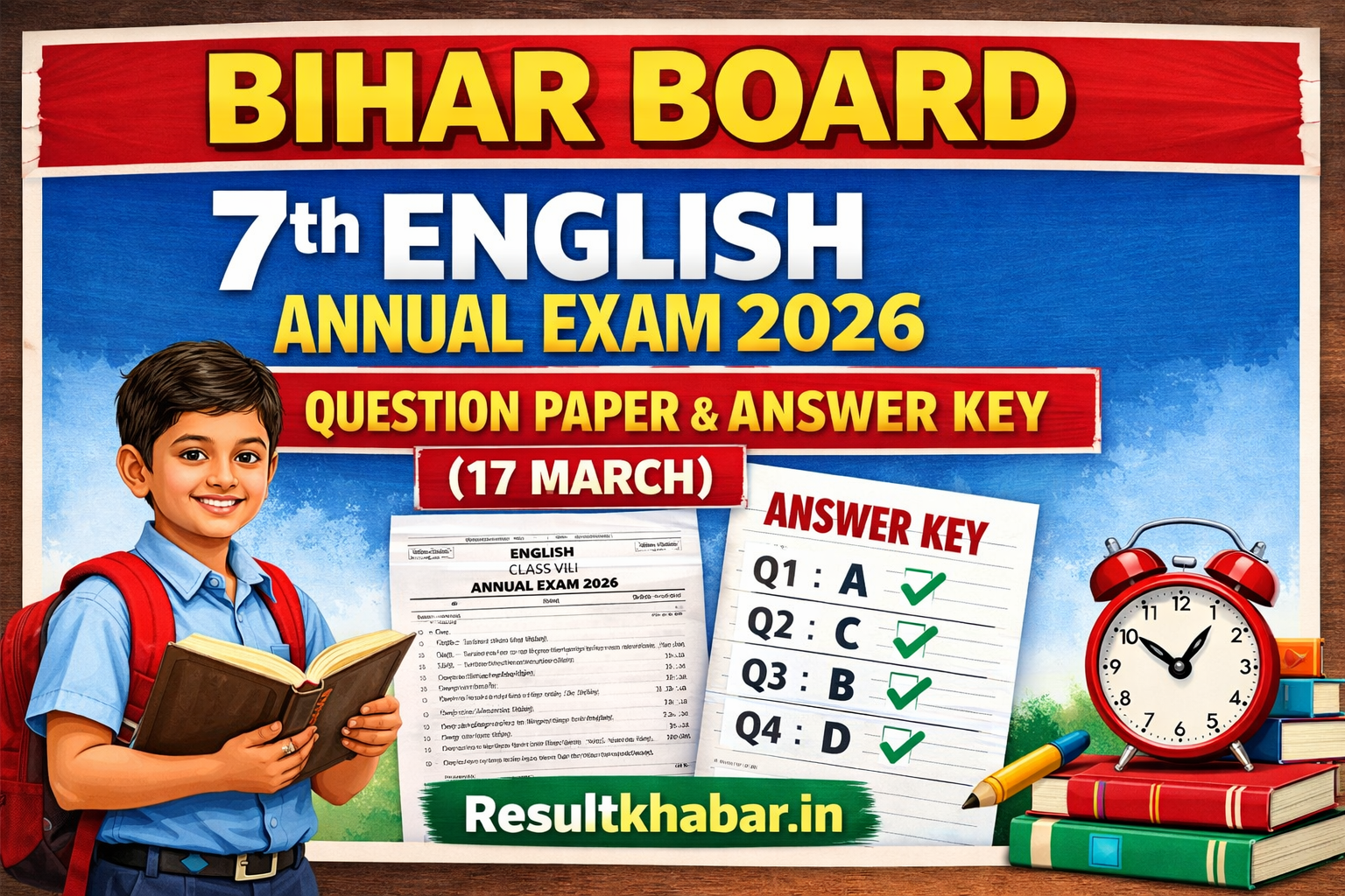 Bihar Board 7th English Annual Exam 2026