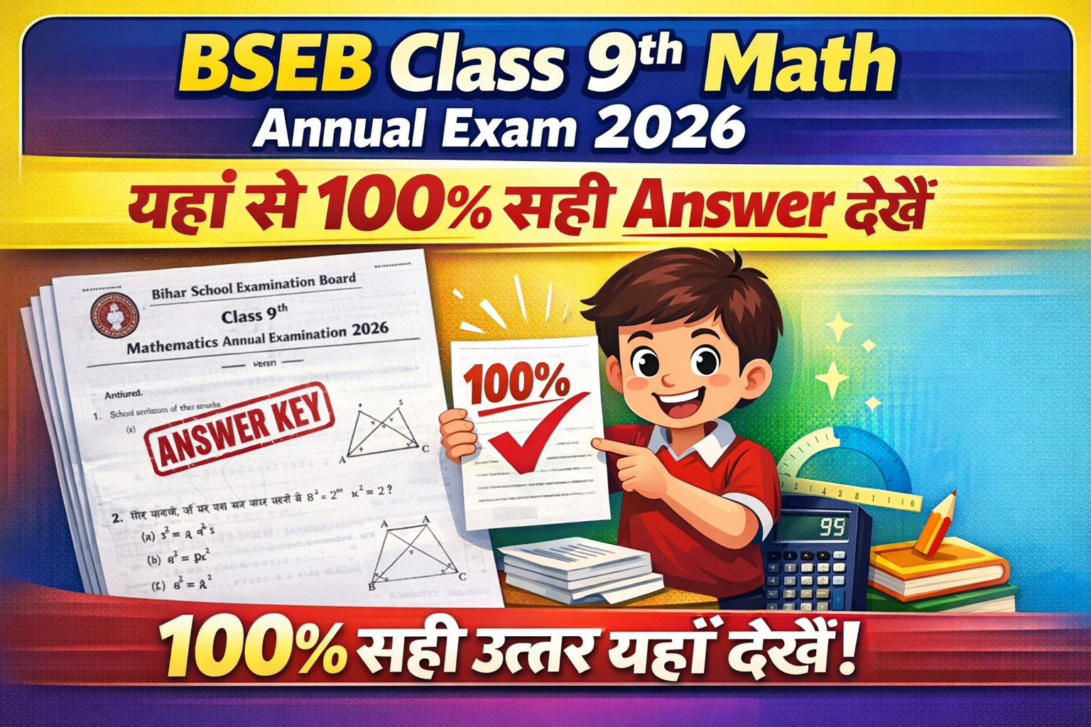 BSEB Class 9th math Annual Exam Question Paper 2026