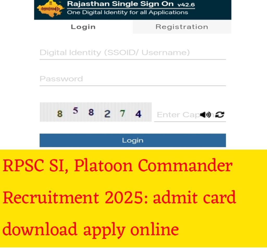RPSC SI, Platoon Commander Recruitment 2025