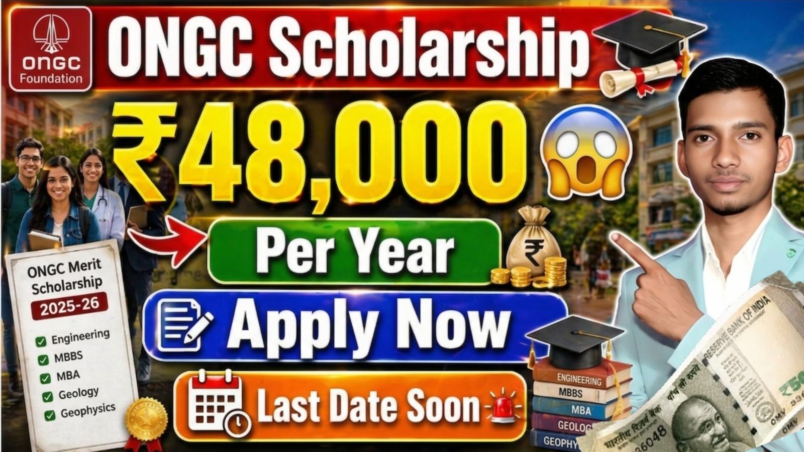 ONGC Merit Scholarship 2026: Apply Online ₹48,000 Scholarship - Eligibility, Registration, Selection Process 