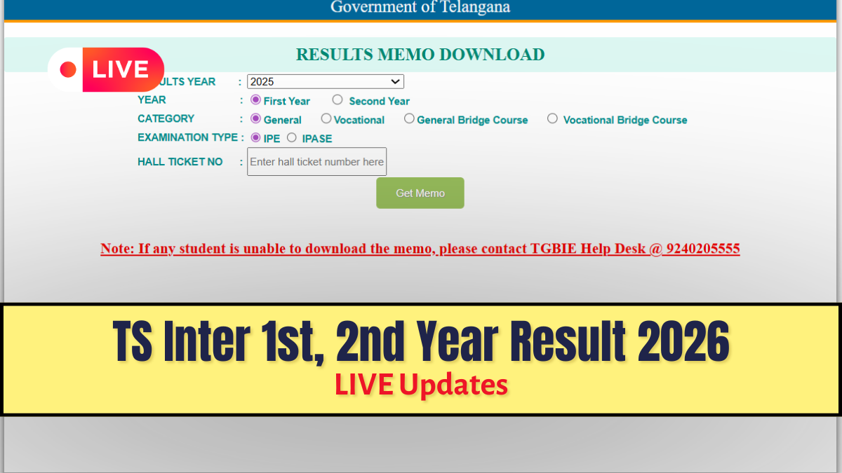 TS Inter Results 2026 1st & 2nd Year OUT Today (12 April)