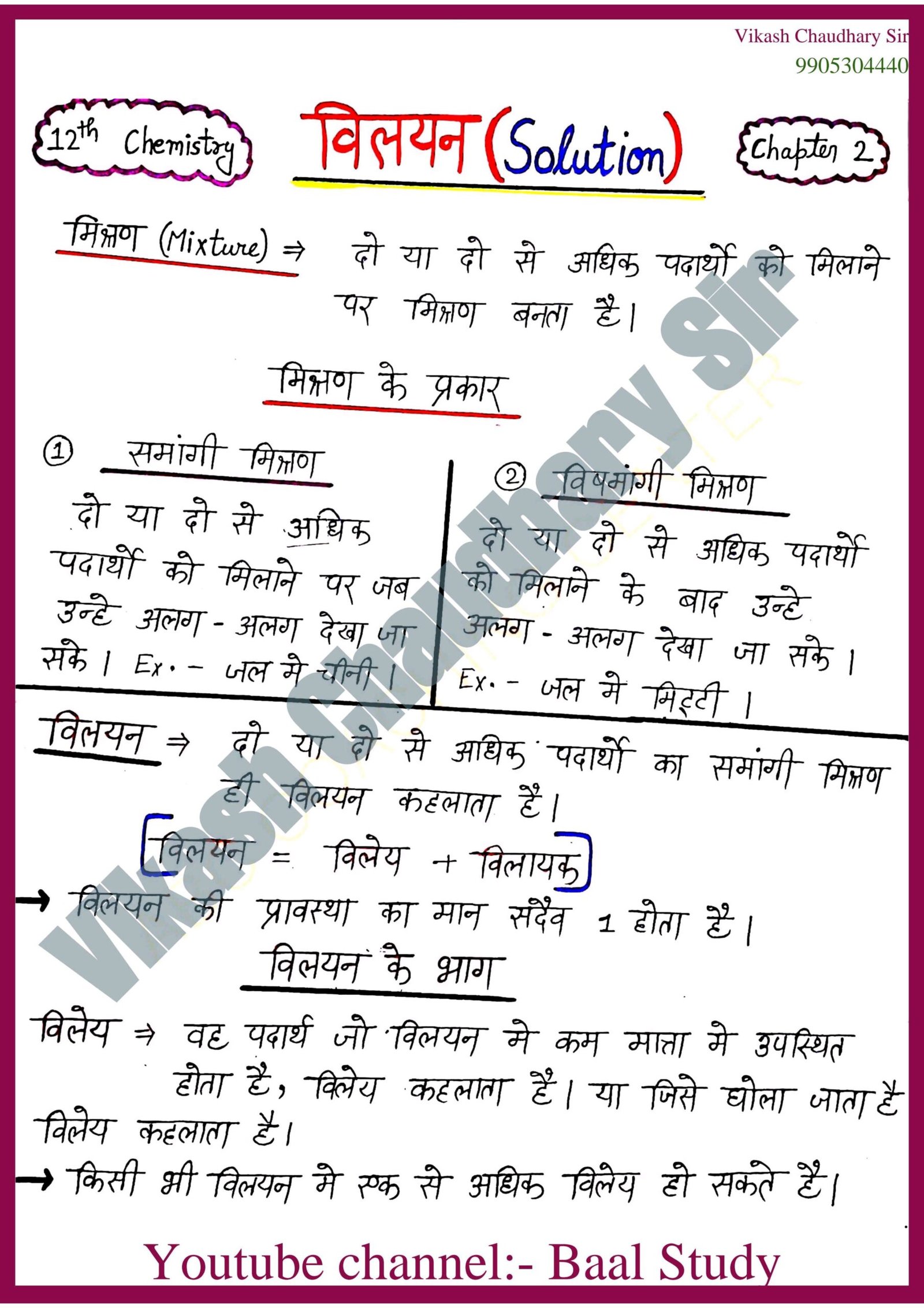 Class 12th Chemistry Notes in Hindi (Free PDF Download)