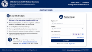 AIIMS NORCET 11th Nursing Officer Online Form 2026 