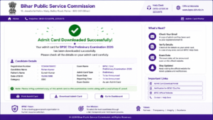 BPSC 72nd Admit Card 2026