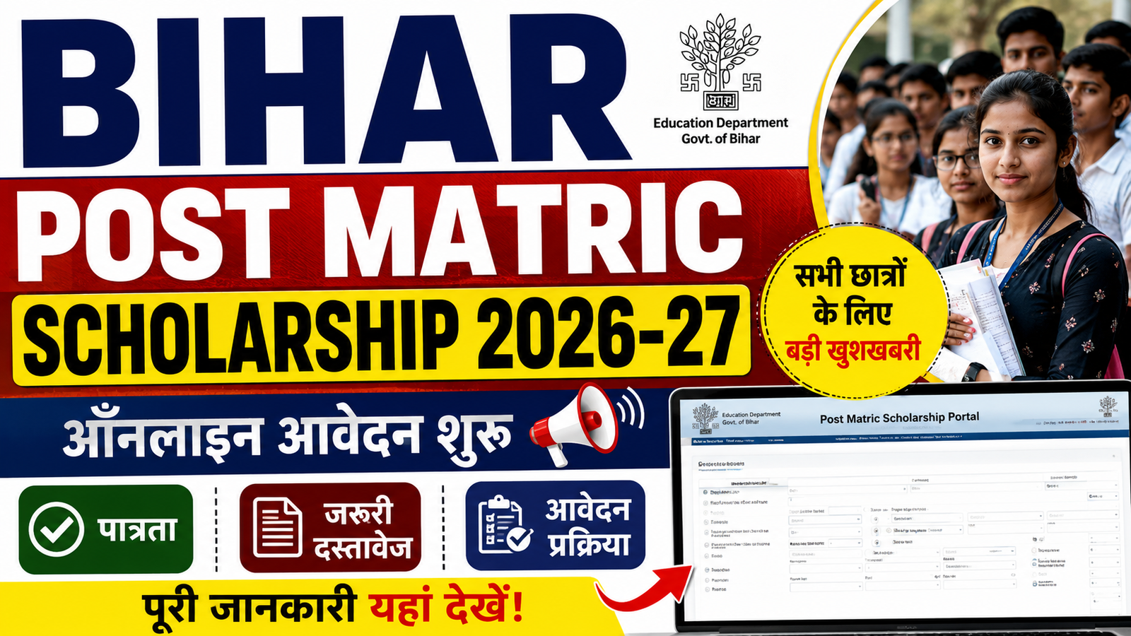 Bihar Post Matric Scholarship 2026-27