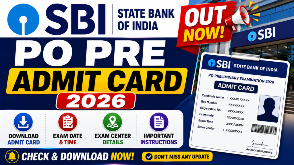 SBI PO Pre Admit Card 2026
