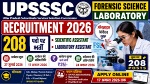 UPSSSC Forensic Science Laboratory Recruitment 2026 Apply Online for 208 Posts
