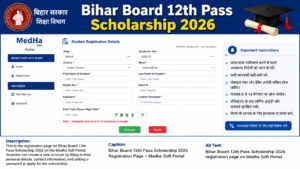 Bihar Board 12th Pass Scholarship 2026 Registration Page on Medha Soft Portal for Online Scholarship Apply 2026