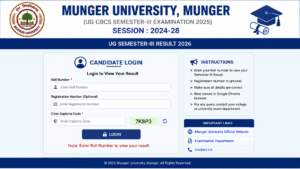 Munger-university-UG-semester 3 login page