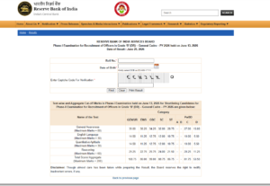 RBI Officer Grade-B Phase-II Result 2026