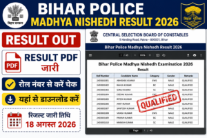 Bihar Police Madhya Nishedh Result 2026 CSBC Result PDF