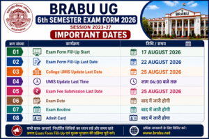 BRABU UG 6th Semester Exam Form 2026 Important Dates