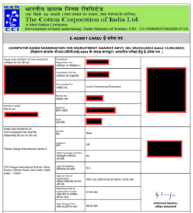 Cotton Corporation CCI Various Post Admit Card 2026