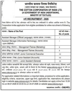 Cotton Corporation CCI Various Post Admit Card