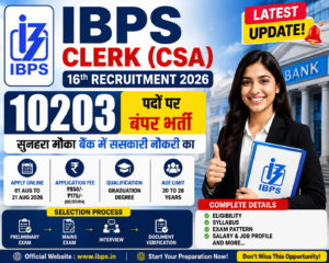 IBPS Clerk CSA 16th Online Form Apply Process 2026