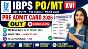 IBPS CRP PO MT XVI Pre Admit Card 2026