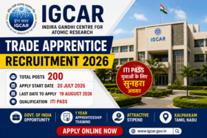IGCAR Trade Apprentice Recruitment 2026