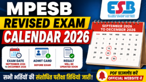 MPESB Revised Exam Calendar 2026 September to December Exam Schedule