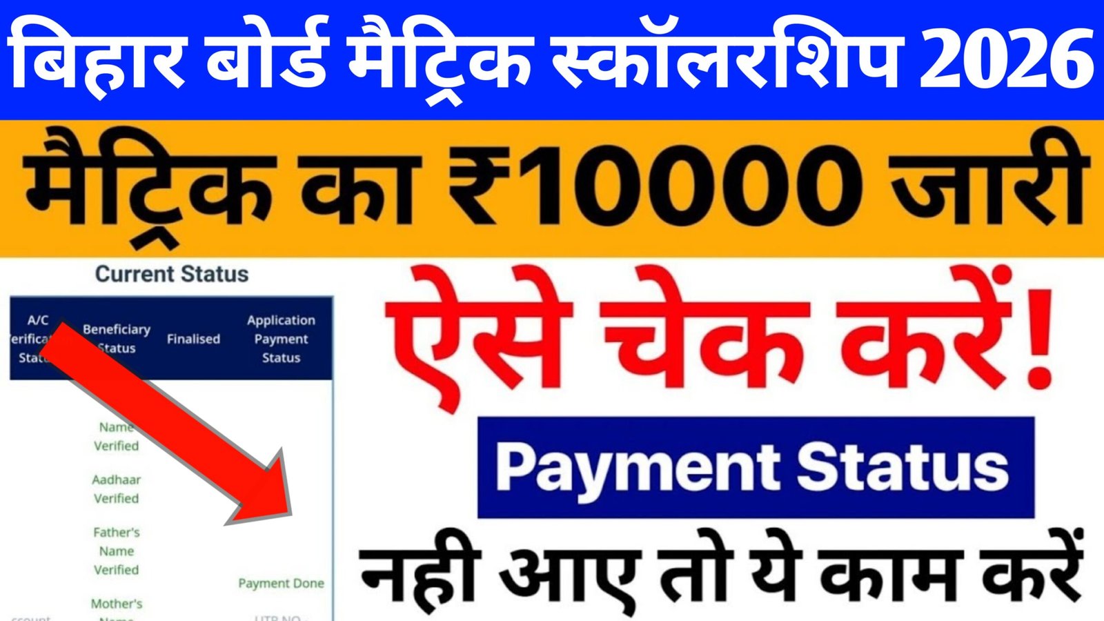 Bihar Board 10th Scholarship Payment List Status 2026