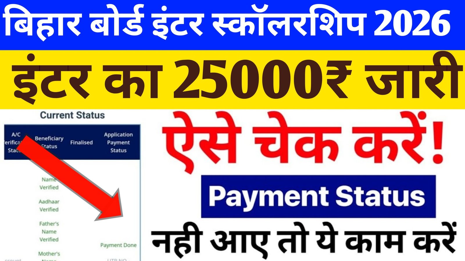 Bihar Board 12th Scholarship Payment Status 2026