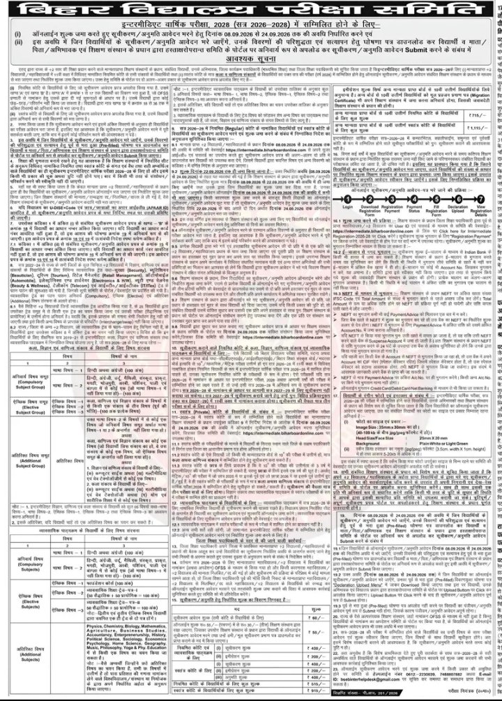 Bihar Board 11th Ragistration 2026-28