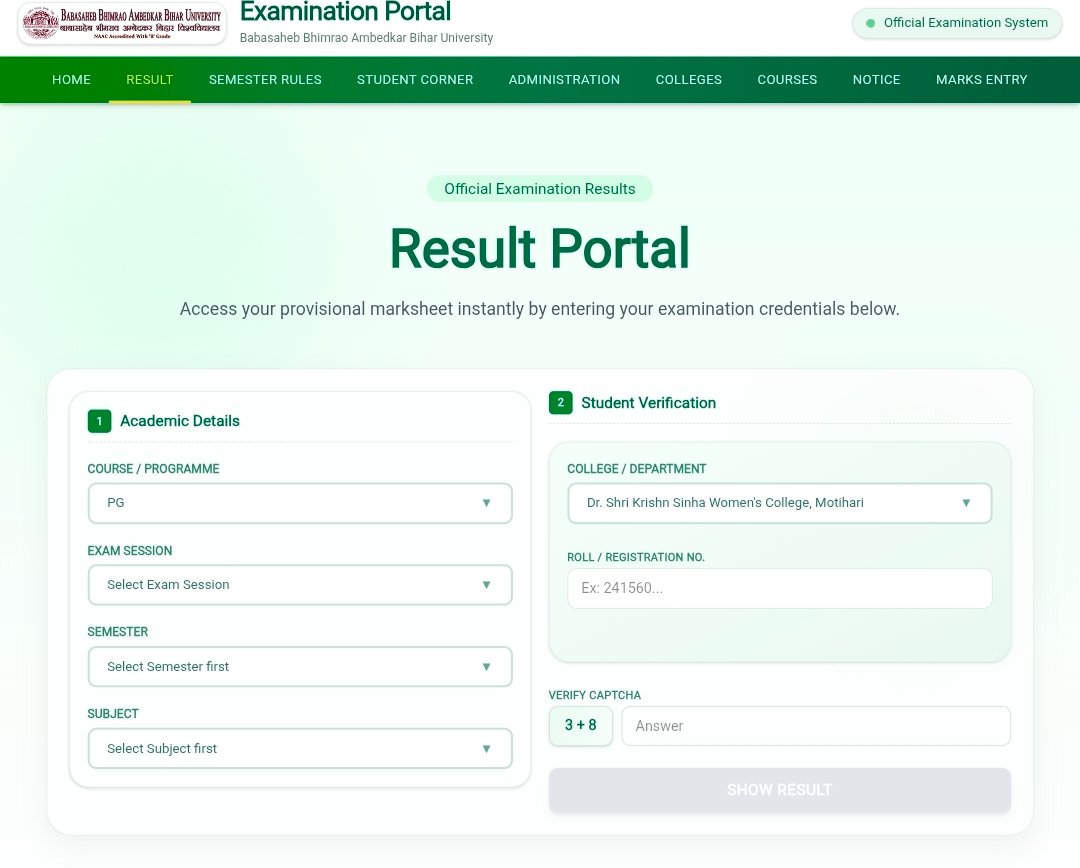 BRABU UG 3rd Semester Result 2026
