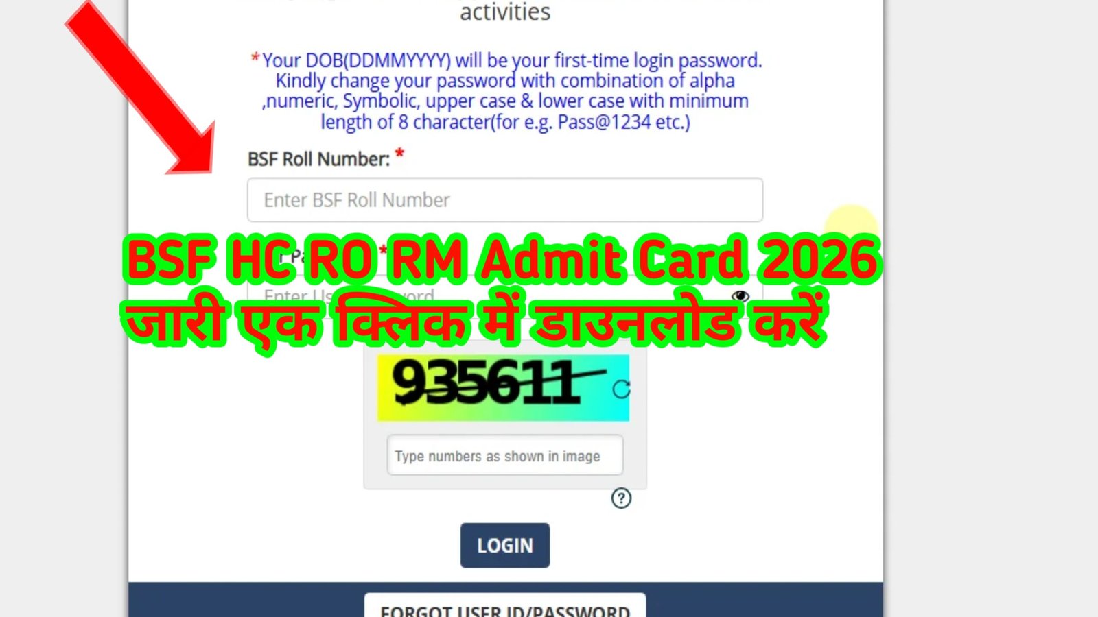 BSF HC RO RM Admit Card 2026