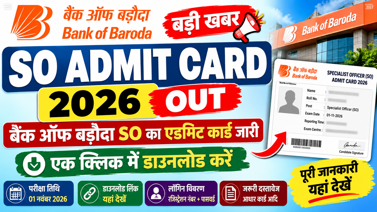 Bank of Baroda SO Admit Card 2026